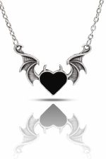 Gotik Devil Black Heart Kolye