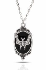 Yarasa Figürlü Madalyon Gotik Kolye - Görsel 2