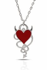 Snake Devil Heart Gotik Kolye - Görsel 2