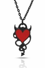 Snake Devil Heart Gotik Kolye - Görsel 3
